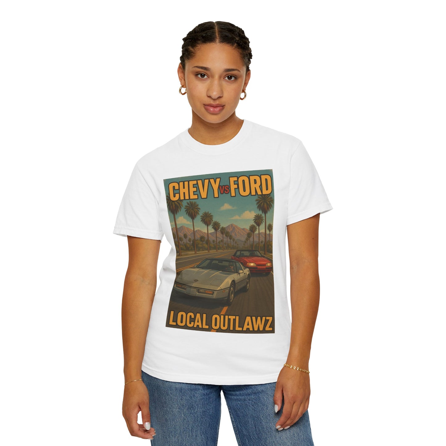 Cool Vintage Car T-Shirt, Chevy vs Ford Tee, Automotive Gift, Unisex Graphic Tee, Car Lovers Apparel, Retro Shirt, Local Outlawz