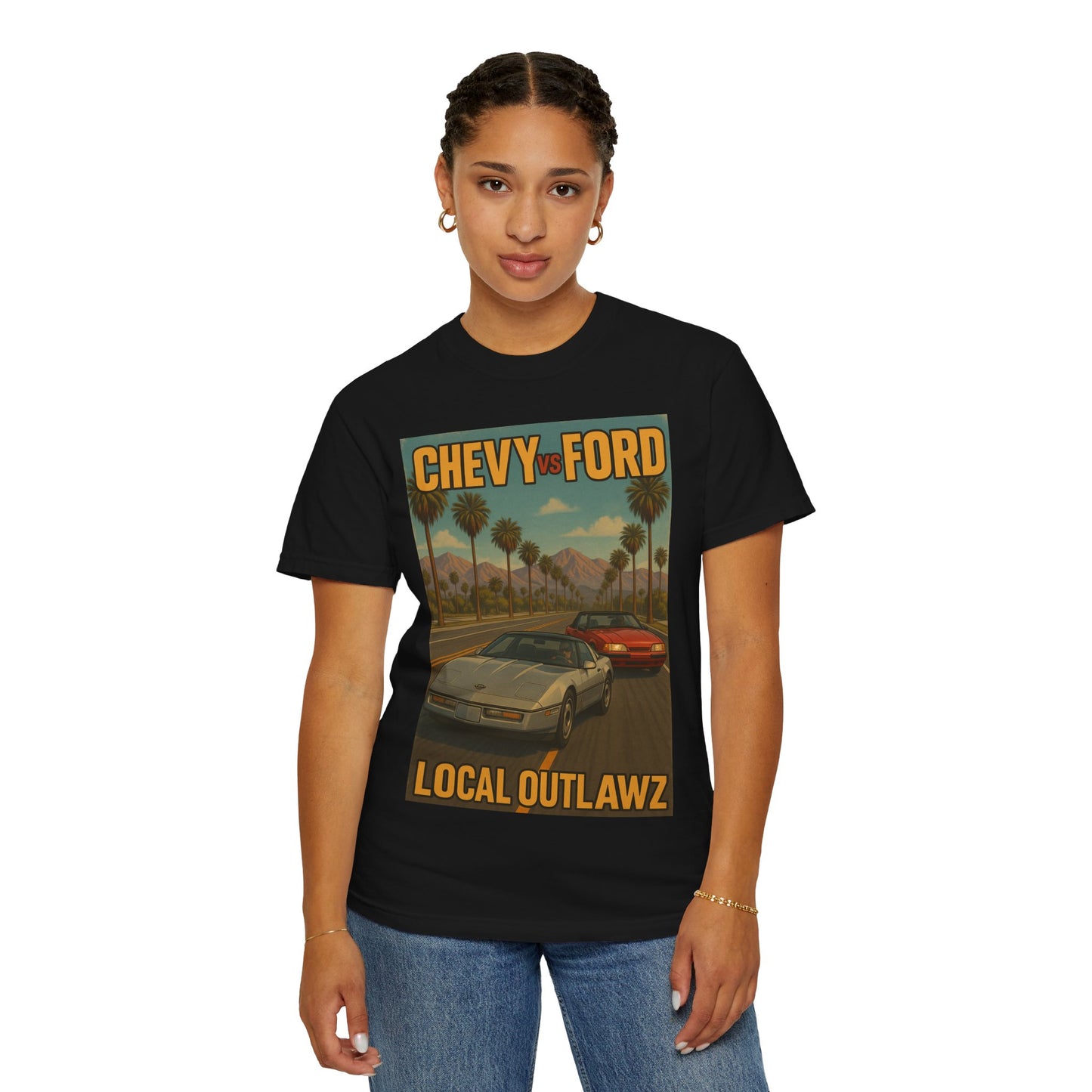 Cool Vintage Car T-Shirt, Chevy vs Ford Tee, Automotive Gift, Unisex Graphic Tee, Car Lovers Apparel, Retro Shirt, Local Outlawz