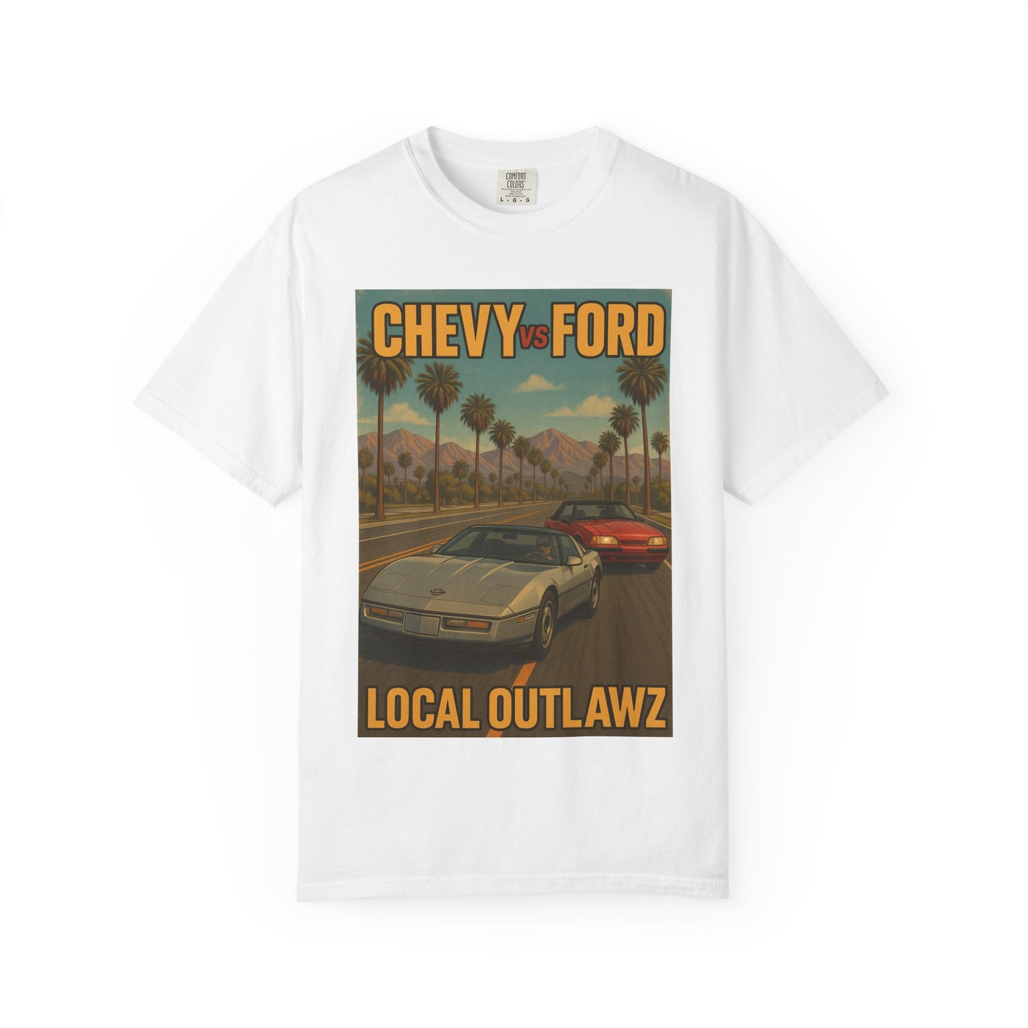 Cool Vintage Car T-Shirt, Chevy vs Ford Tee, Automotive Gift, Unisex Graphic Tee, Car Lovers Apparel, Retro Shirt, Local Outlawz