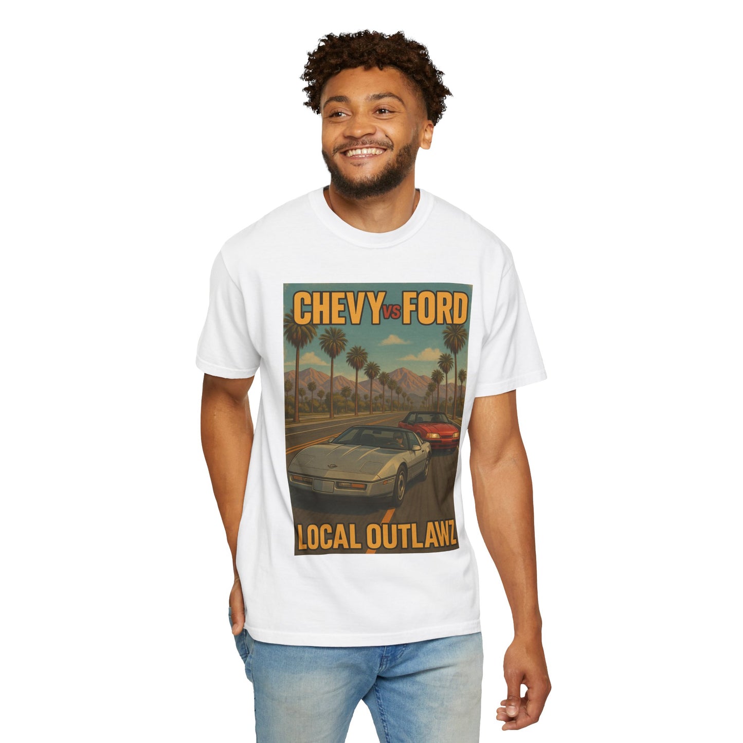 Cool Vintage Car T-Shirt, Chevy vs Ford Tee, Automotive Gift, Unisex Graphic Tee, Car Lovers Apparel, Retro Shirt, Local Outlawz